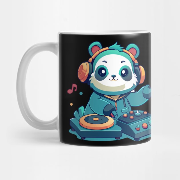 cute panda playing dj music by Shapwac12